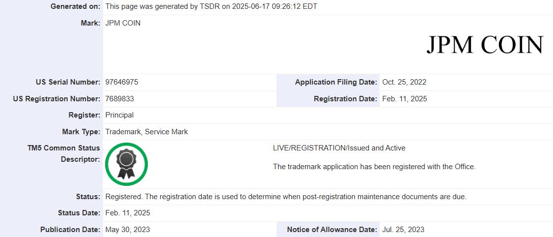 JP Morgan trademark
